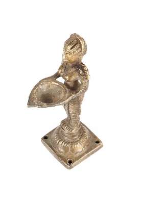 Indianshelf Gold Brass Deeplaxmi Pooja Lamp Traditional Deepam Ghee Diya Temple Light