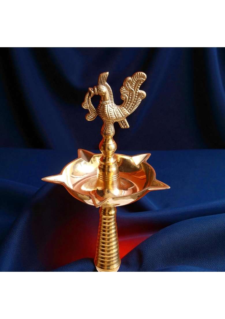 Raisom Golden Kerala Brass Samai Diya for Pooja Big Size Pack of 2 - Indya
