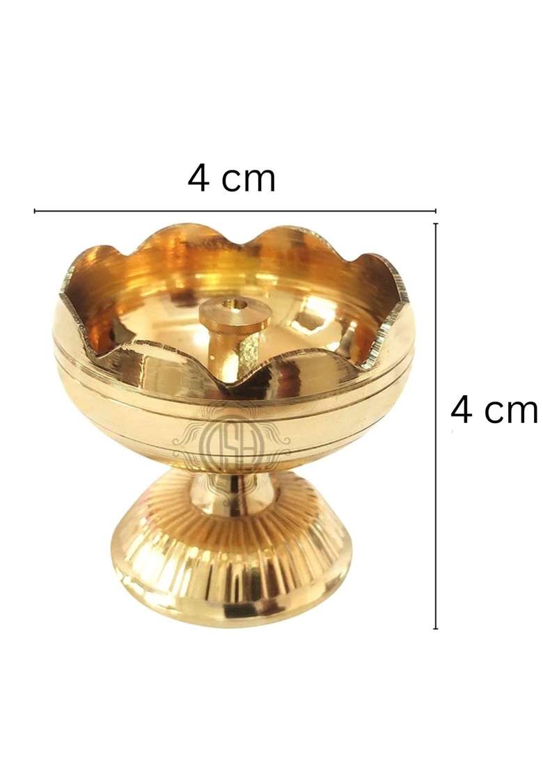 Brass Diya Pure Brass Traditional Oil Puja Lamp for Temple Mandir Festival Decoration Set of 12 - Indya