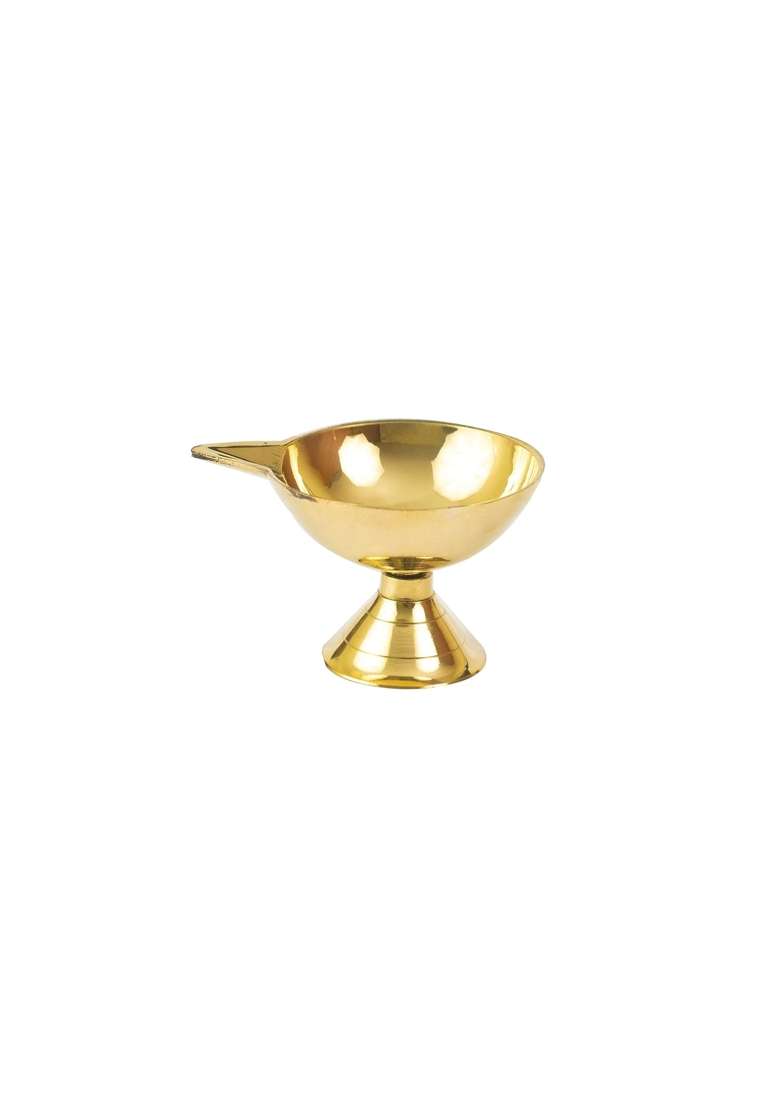 Spillbox Gold Traditional Brass Diya for Puja Pooja Aarti - Indya