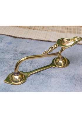 Ambi Home Brass Pooja Diya Traditional Spoon Shaped Aarti Lamp with Long Handle Gold Finish 8 Point 25 Inches
