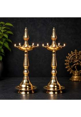 Brass Diwali Puja Oil Diya Kashi Samayi for Guft and Puja Height 12 Inch Fancy Samayi