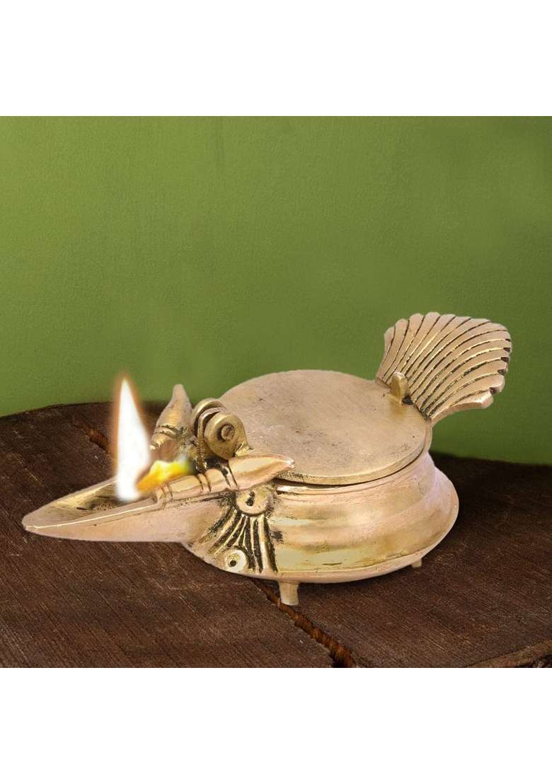 The Advitya Gold Brass Diya for Puja Pooja Deepak - Indya