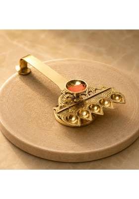 Bhimonee Decor Gold Pure Brass Panch Aarti Deep Traditional Pooja Diya for Mandir and Rituals