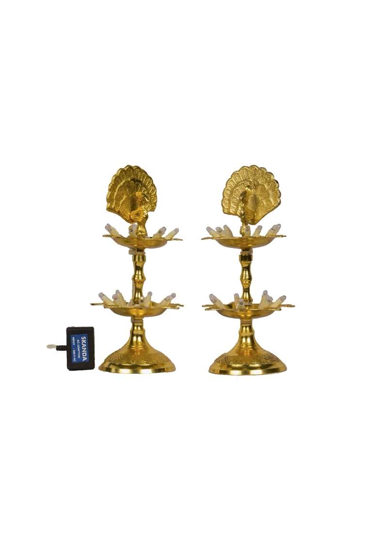 Bhimonee Decor Pure Brass Electric Diya Gold Bulb Light - Indya