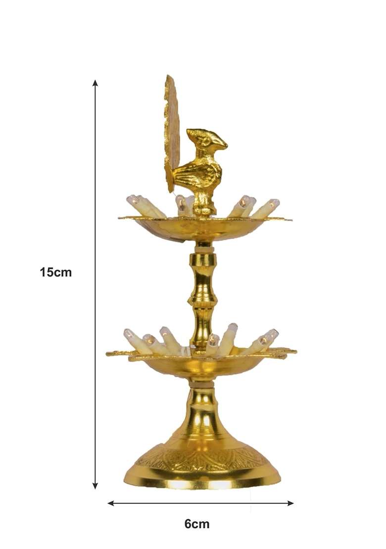 Bhimonee Decor Pure Brass Electric Diya Gold Bulb Light - Indya