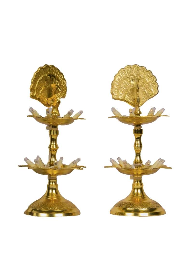 Bhimonee Decor Pure Brass Electric Diya Gold Bulb Light - Indya