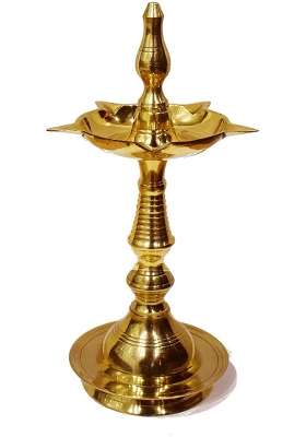 Satvik Golden 11 Inch Handmade Brass Kerala Samai Diwali Deepak Pack of 1
