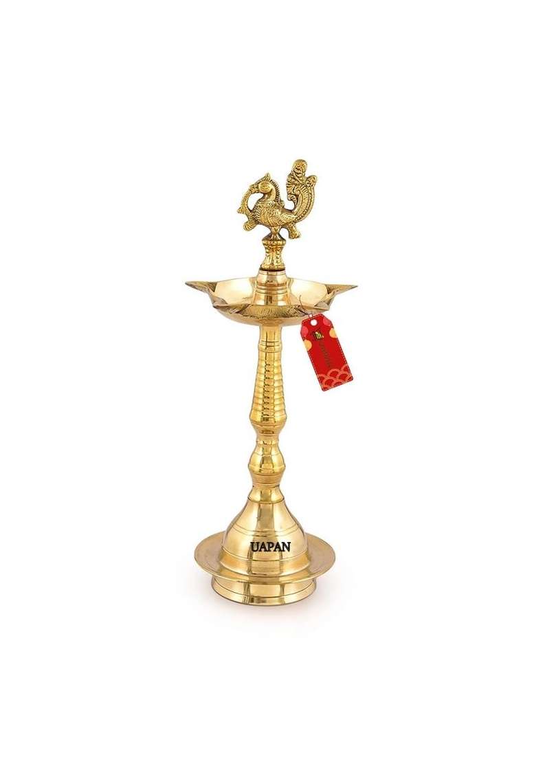 Uapan Brass Kerla Annam Kuthu Vilakku Akhand Diya Decorative Mahabarath Diya and Glass Oil Lamp Temple I Tea - Indya