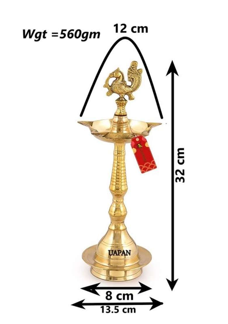 Uapan Brass Kerla Annam Kuthu Vilakku Akhand Diya Decorative Mahabarath Diya and Glass Oil Lamp Temple I Tea - Indya
