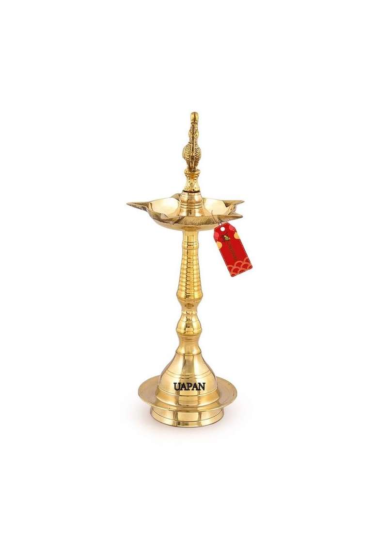 Uapan Brass Kerla Annam Kuthu Vilakku Akhand Diya Decorative Mahabarath Diya and Glass Oil Lamp Temple I Tea - Indya