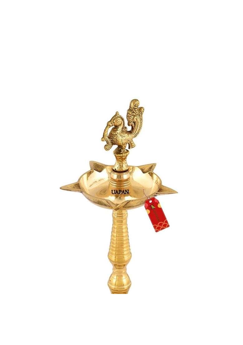 Uapan Brass Kerla Annam Kuthu Vilakku Akhand Diya Decorative Mahabarath Diya and Glass Oil Lamp Temple I Tea - Indya