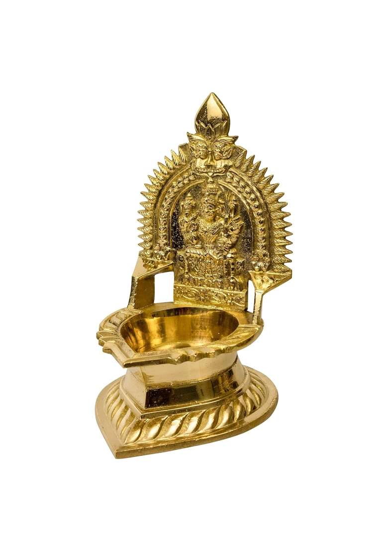 Spillbox Gold Traditional Brass Diya for Pooja Aarti Arti Deepak Deepam Oil Lamp for Home Temple Decor Gifts - Indya