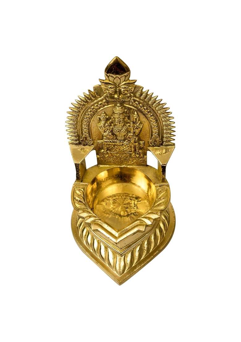 Spillbox Gold Traditional Brass Diya for Pooja Aarti Arti Deepak Deepam Oil Lamp for Home Temple Decor Gifts - Indya