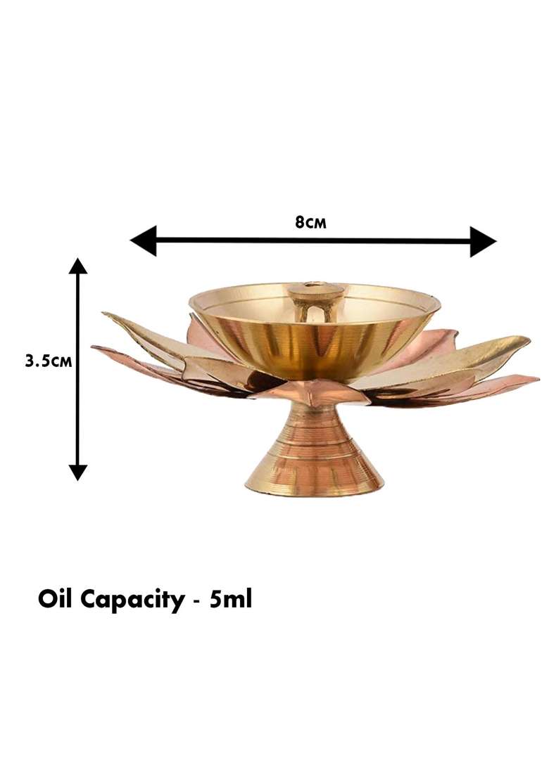 Collectible India Brass Diya for Puja Diyas Lamp Lotus Shape Deepak for Pooja Gift Set of 12 - Indya