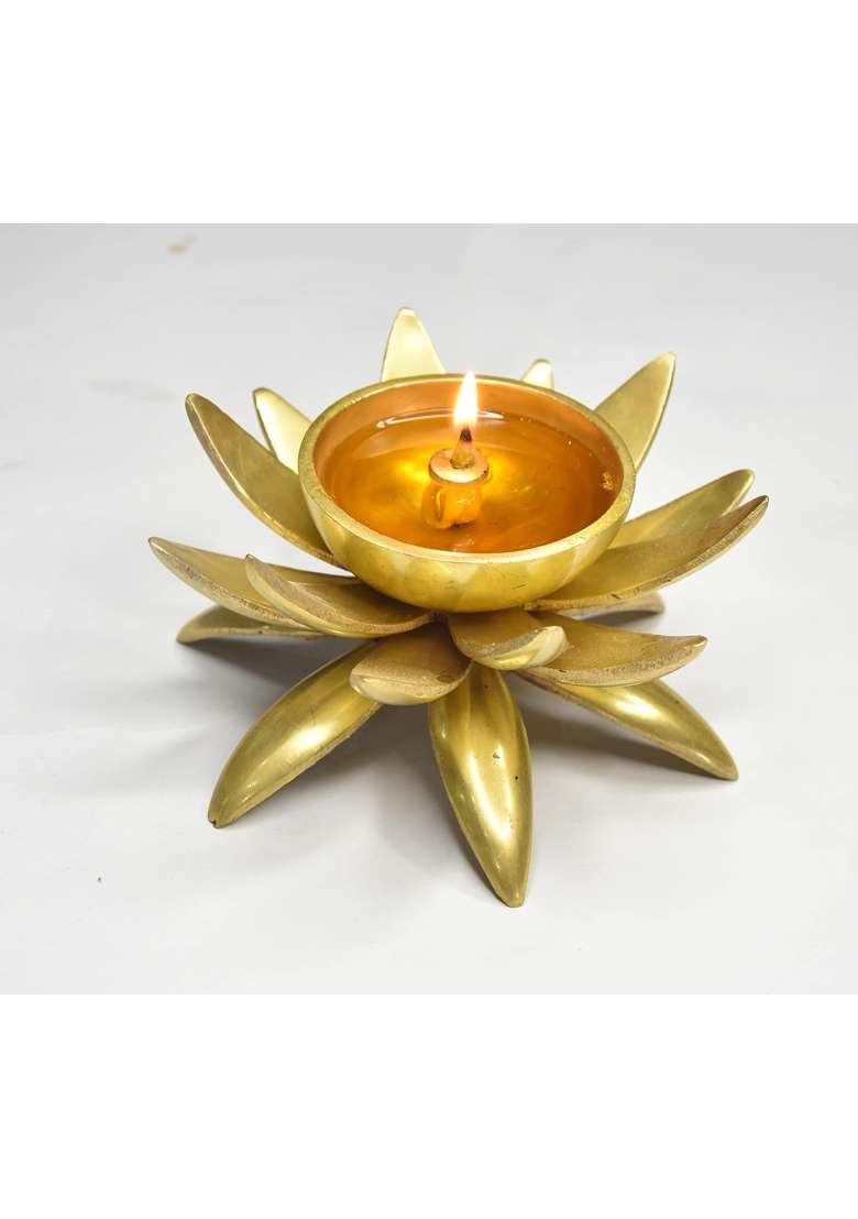 Decor Buying Brown Lotus Shape Diya Brass Diya Lotus Shape Brass Pooja - Indya