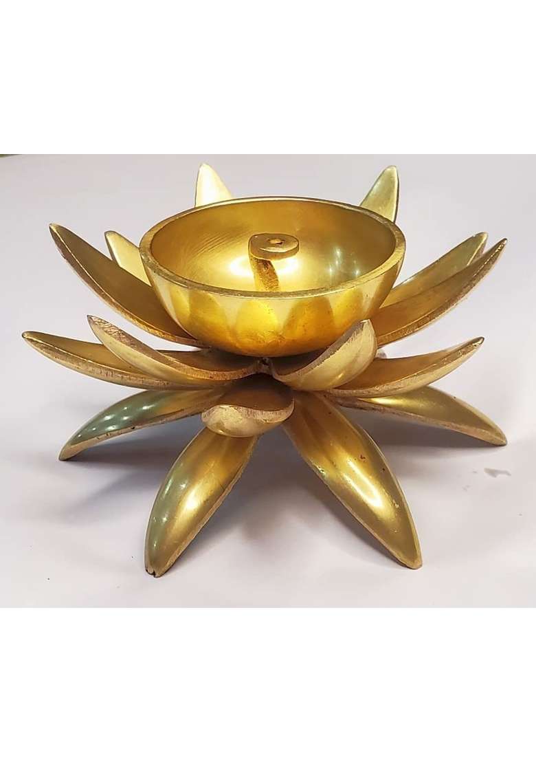 Decor Buying Brown Lotus Shape Diya Brass Diya Lotus Shape Brass Pooja - Indya