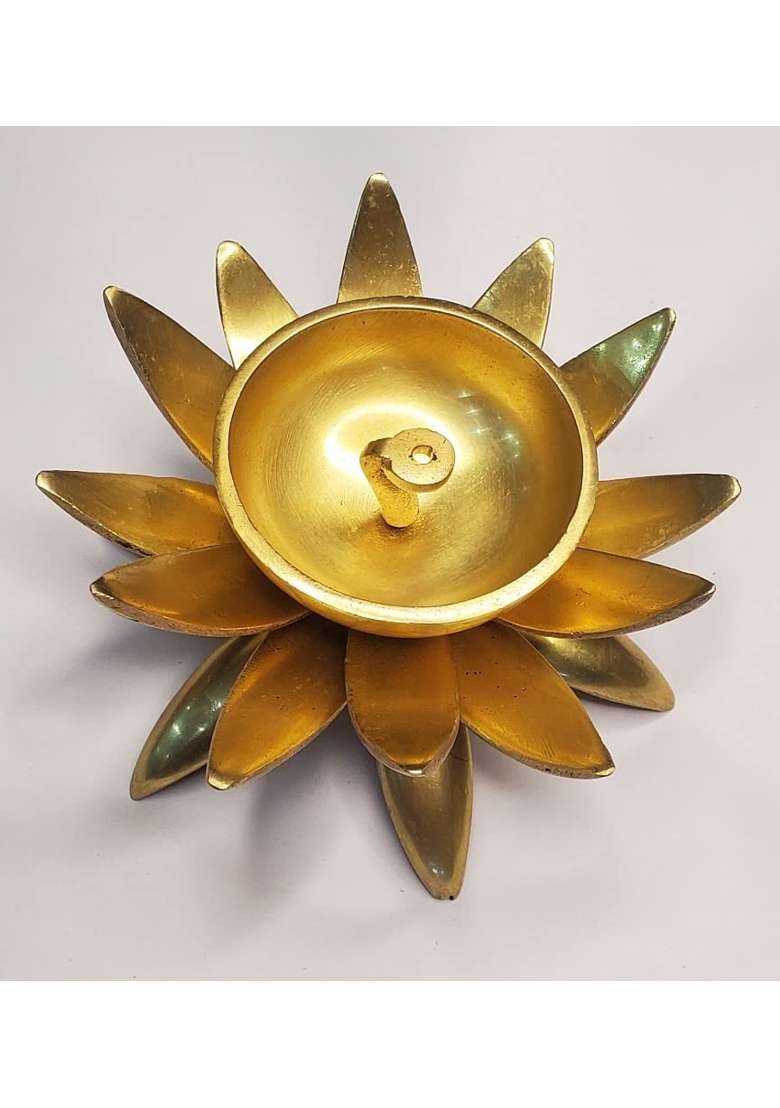 Decor Buying Brown Lotus Shape Diya Brass Diya Lotus Shape Brass Pooja - Indya