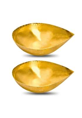 Hokoya Golden Pital Formal Diya Brass Puja Lamp 500 ML Set of 2