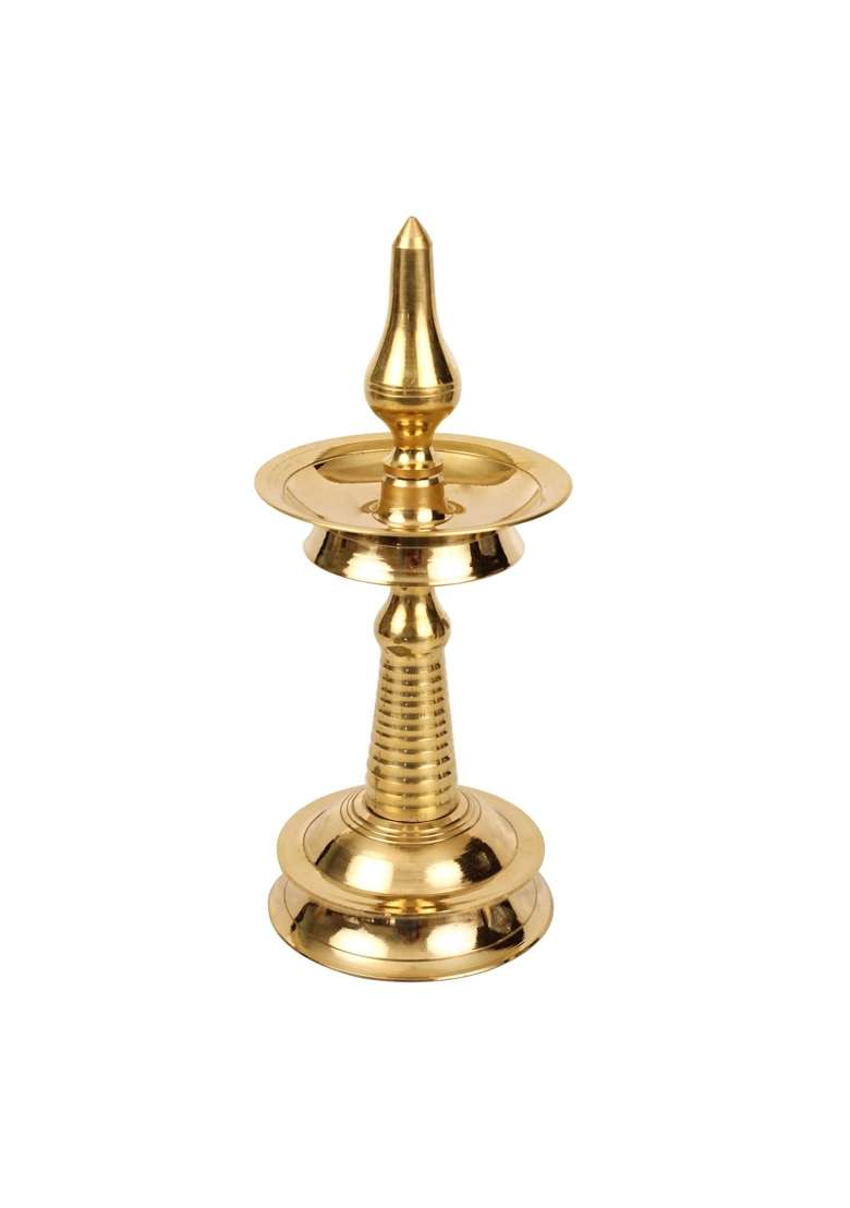 Spillbox Gold Traditional Brass Kerala Kuthu Villaku Diya for Puja - Indya