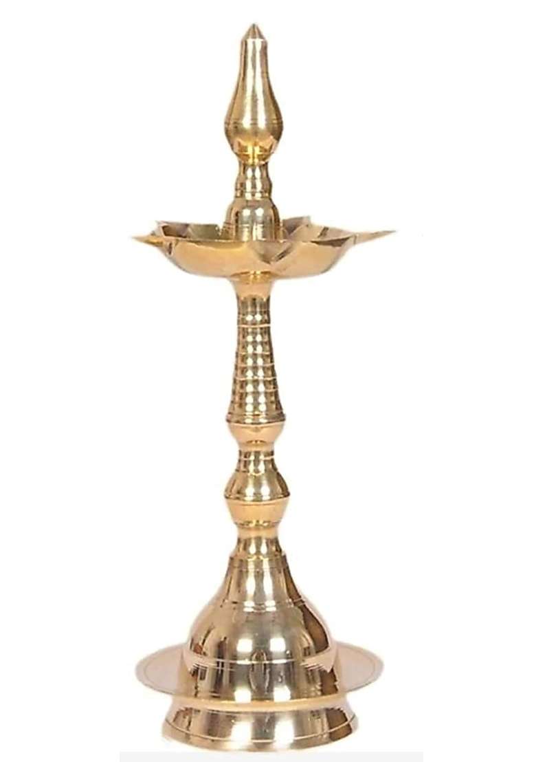 Brass Diwali Puja Oil Diya Kashi Samayi Gold Fancy Samayi Height 12 - Indya