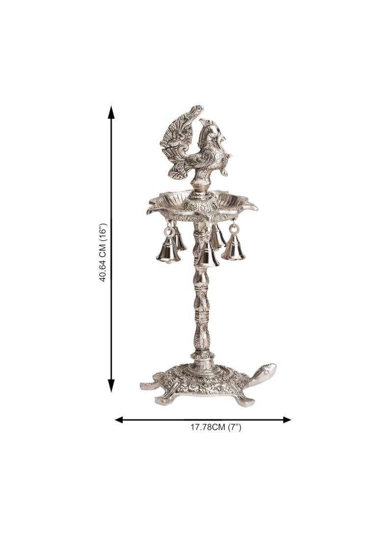 Brass Collection Peacock Samai with Tortoise Big Peacock Shape Panchmukhi Samai Diya - Indya