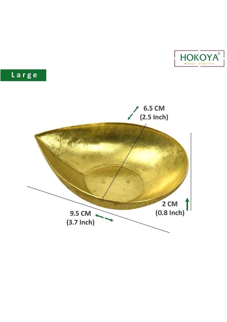 Hokoya Golden Pital Formal Diya Set Brass Puja Lamp Large Set of 108 - Indya