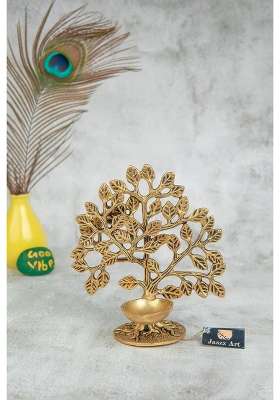 Jaszz Art Brass Tree Diya Oil Lamp 5 Point 9IN Tall 450 G Home Decor