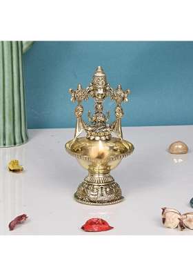 Artvarko Bronze Brass Tirupati Balaji with Goddess Lakshmi Diya Oil Lamp 5 and Half Inch
