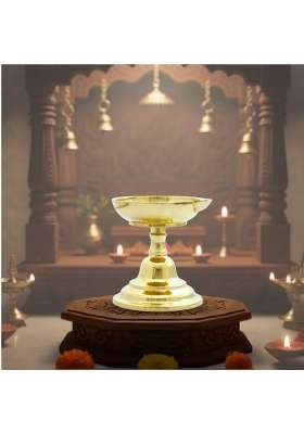 DMI Brass Panati Panti Diya with Stand Puja Oil Lamp Diameter 3