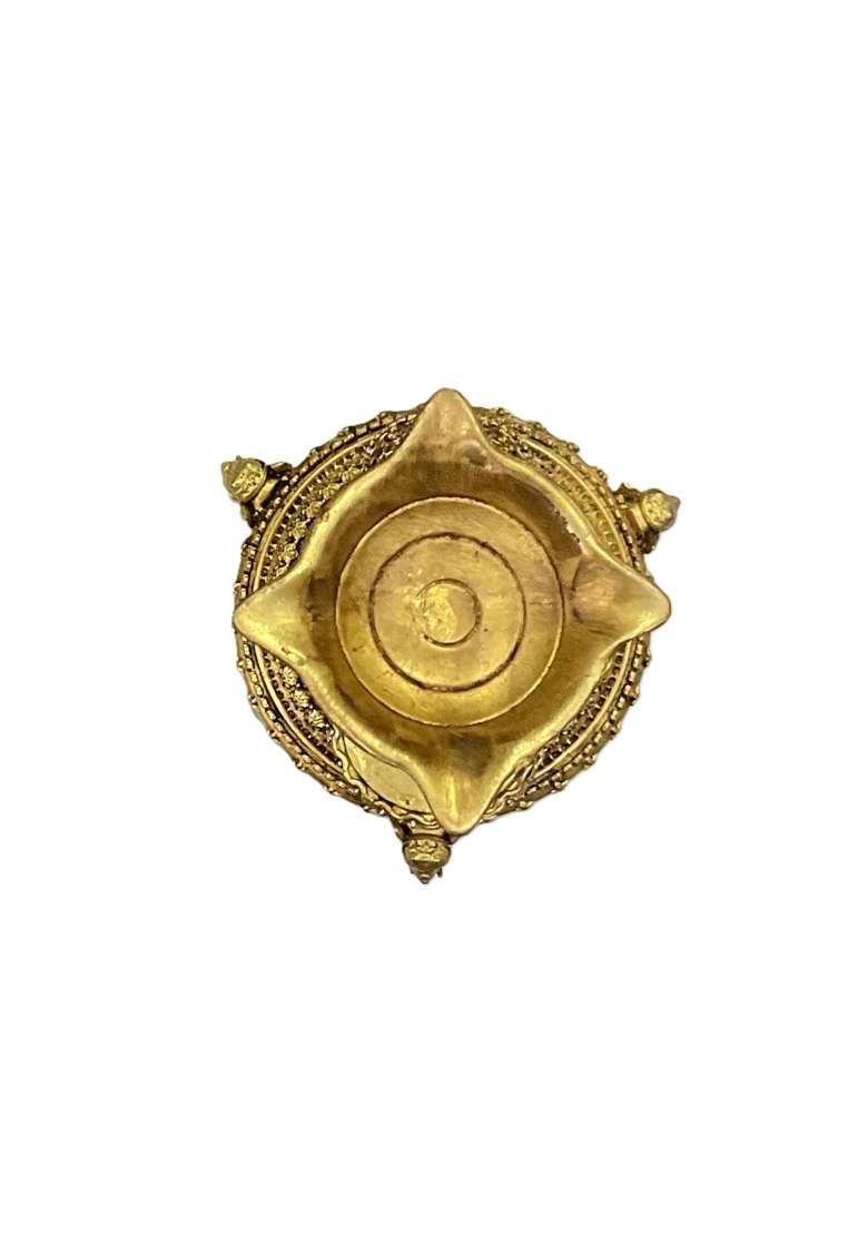 Gold SJL Exports Wax Casting Handcrafted Brass Elephant Diya Traditional Oil Lamp for Worship - Indya