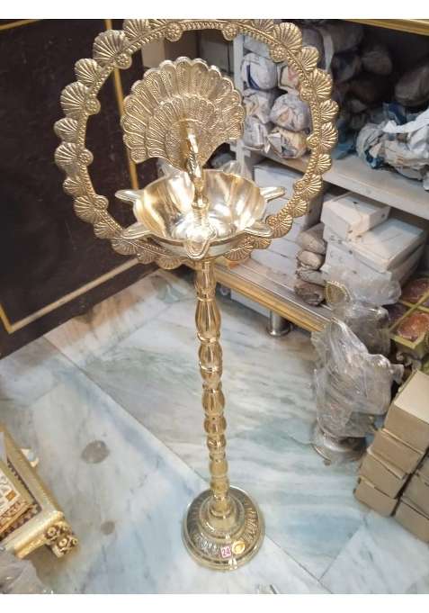 R and M Gold RM 3Ft Diya Dipak Candle Holder Stand Brass Material Design Floor Standing Diya 3Ft Height