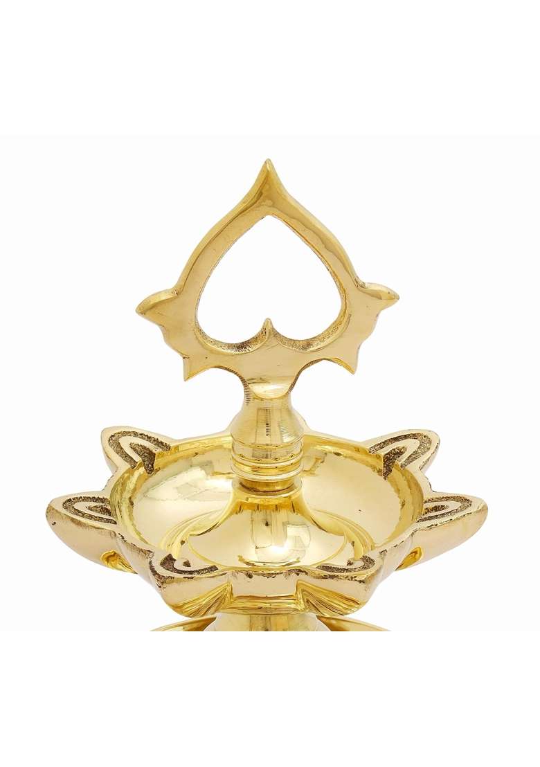 DMI Brass Laman Diva Hanging Lamp 3 and Half Oil Lamp 7 Wick Brass Hanging Diya - Indya