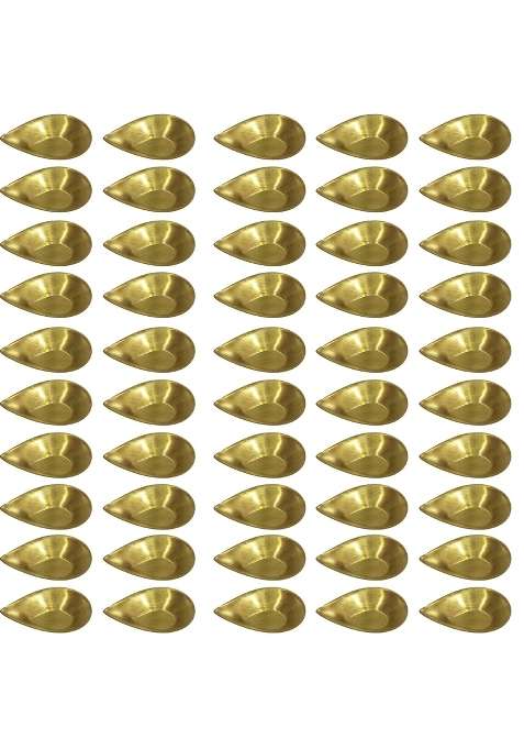 Hokoya Golden Pital Formal Diya Brass Puja Lamp Medium Set of 108