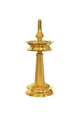 Maruthavana Kerala Nilavilakku 18 Inch Pure Brass Traditional Elegant Diya Oil Lamp 18 Inch Gold