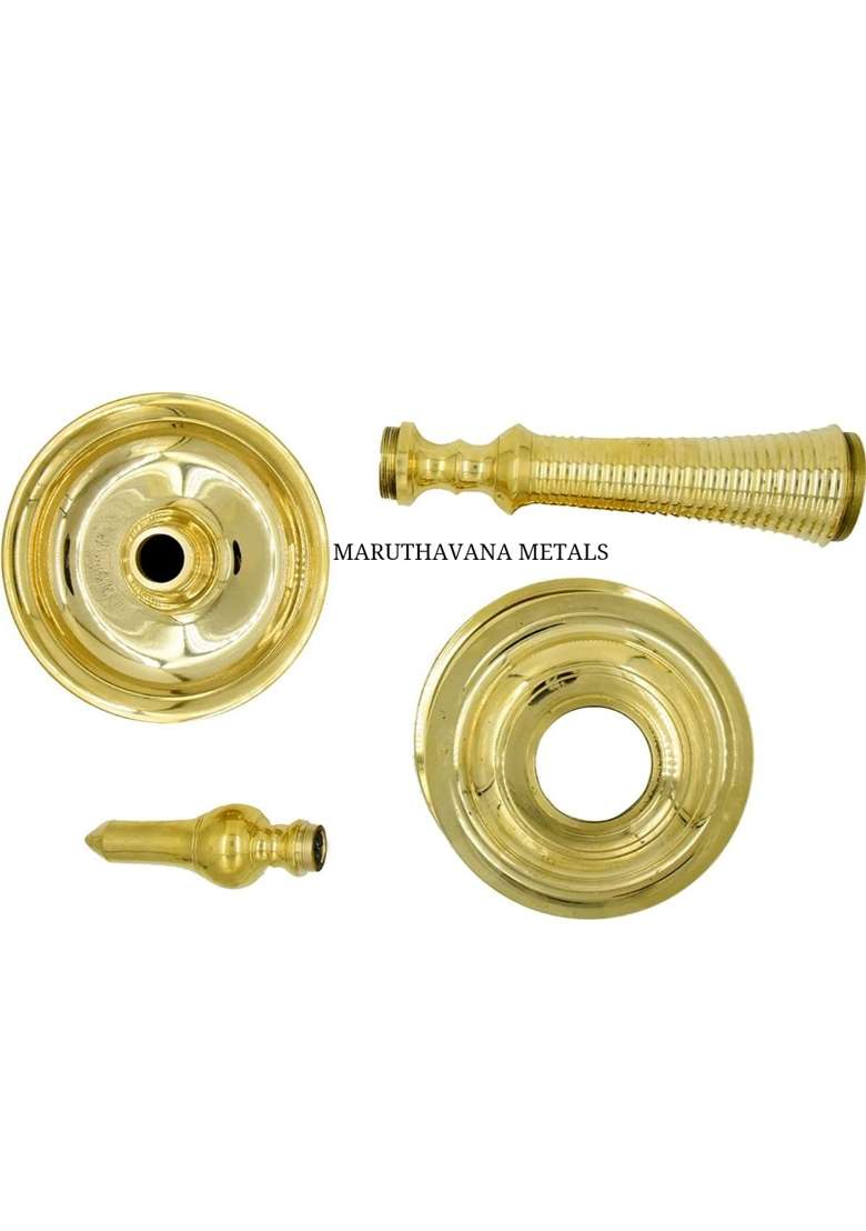 Maruthavana Kerala Nilavilakku 18 Inch Pure Brass Traditional Elegant Diya Oil Lamp 18 Inch Gold - Indya