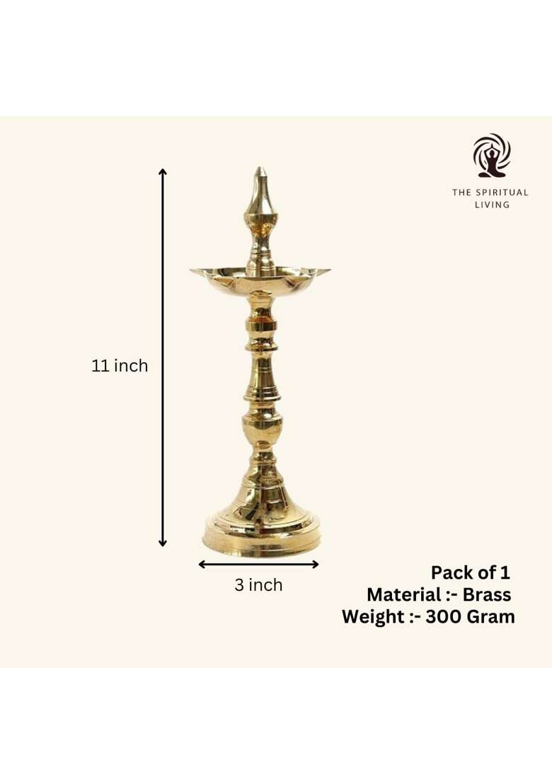 The Spiritual Living Gold Handmade Pure Brass Diya Kerala Fancy Diya Pack of 1 - Indya