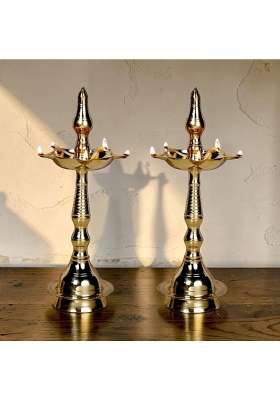 Brass Diwali Puja Oil Diya Kashi Samayi Height 10 Inch Fancy Samayi