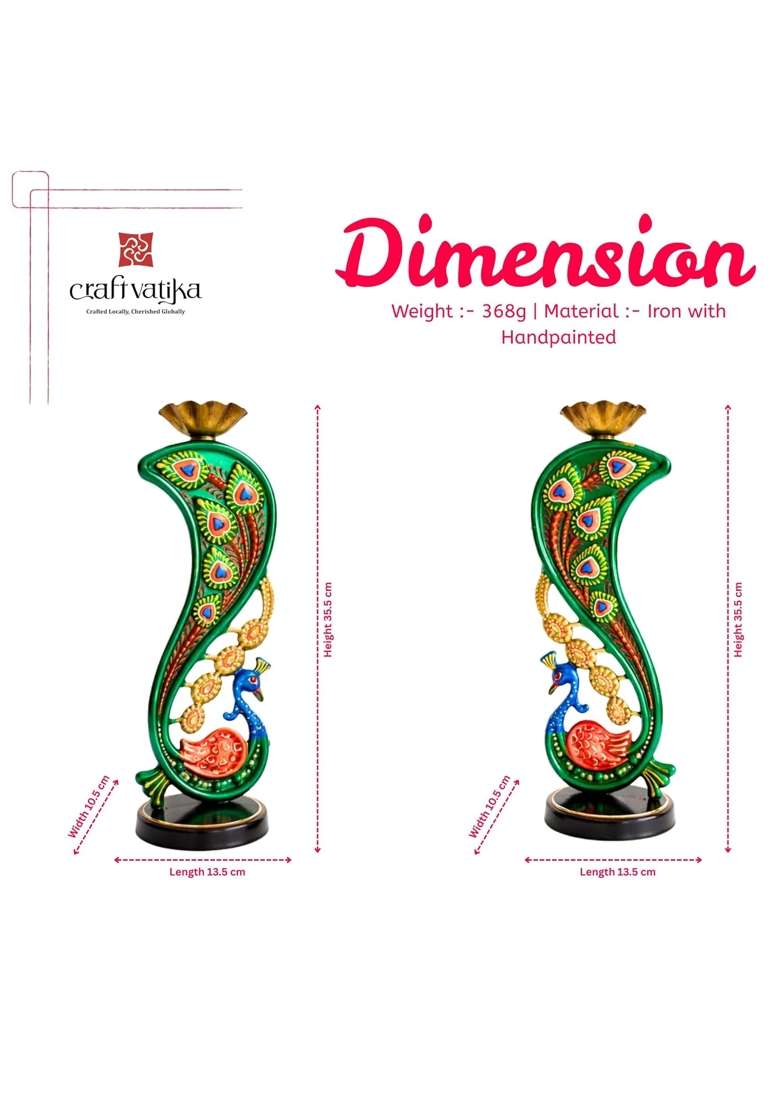 Craftvatika Elegant Metal Peacock Candle Holder Peacock Decoration Items Perfect Home Decoration Diwali - Indya