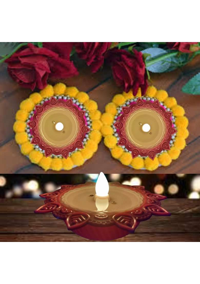 Sunzita Water Sensor LED Diya Set Decorative Lights for Home Diwali Festivals Decoration Set of 24 - Indya