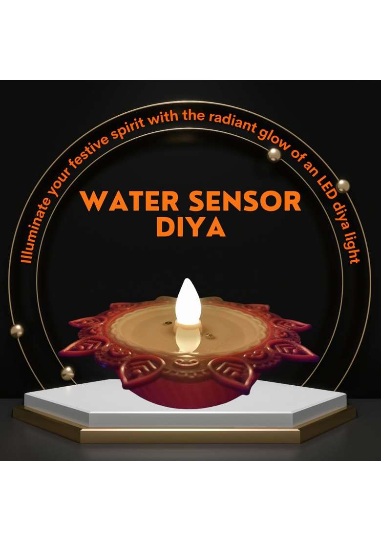 Sunzita Water Sensor LED Diya Set Decorative Lights for Home Diwali Festivals Decoration Set of 24 - Indya