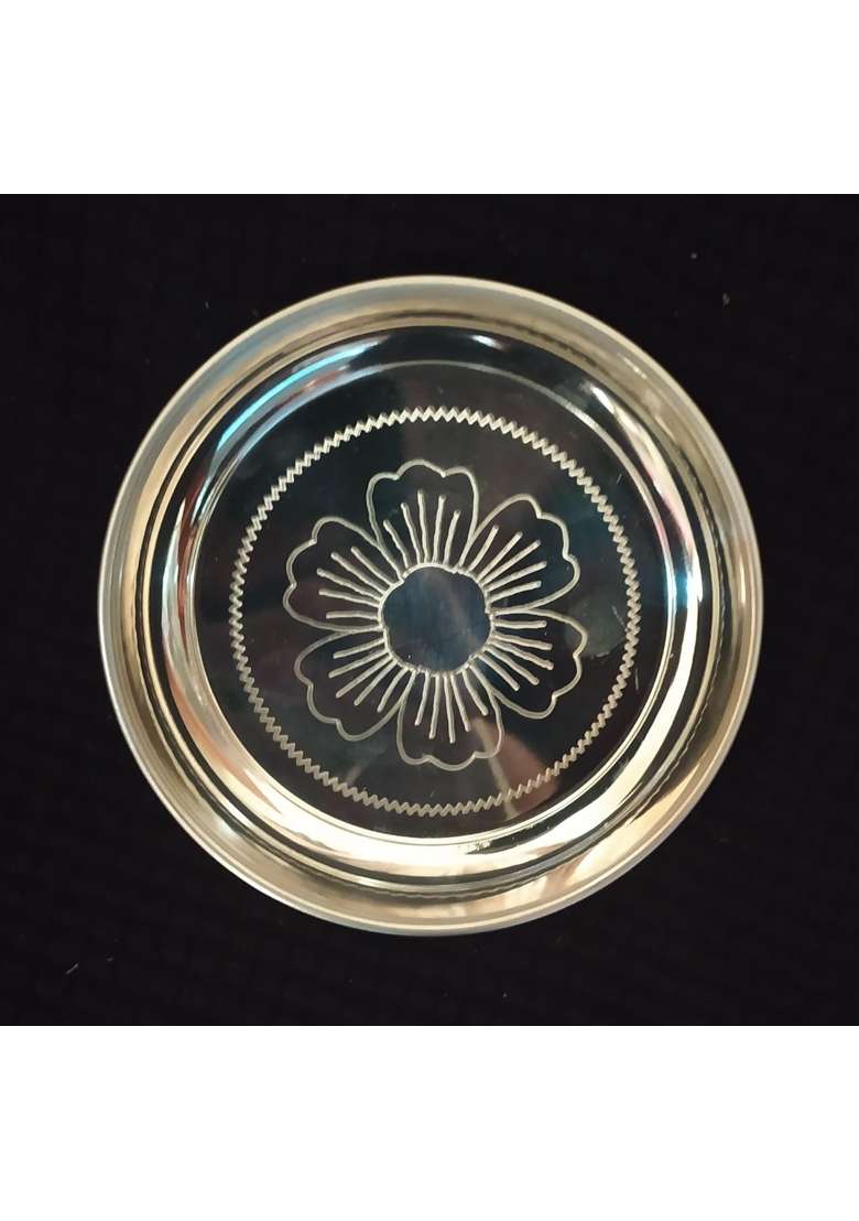 Sgr Handicrafts German Silver Finish Diya Set with Pooja Thali Set of 2 - Indya