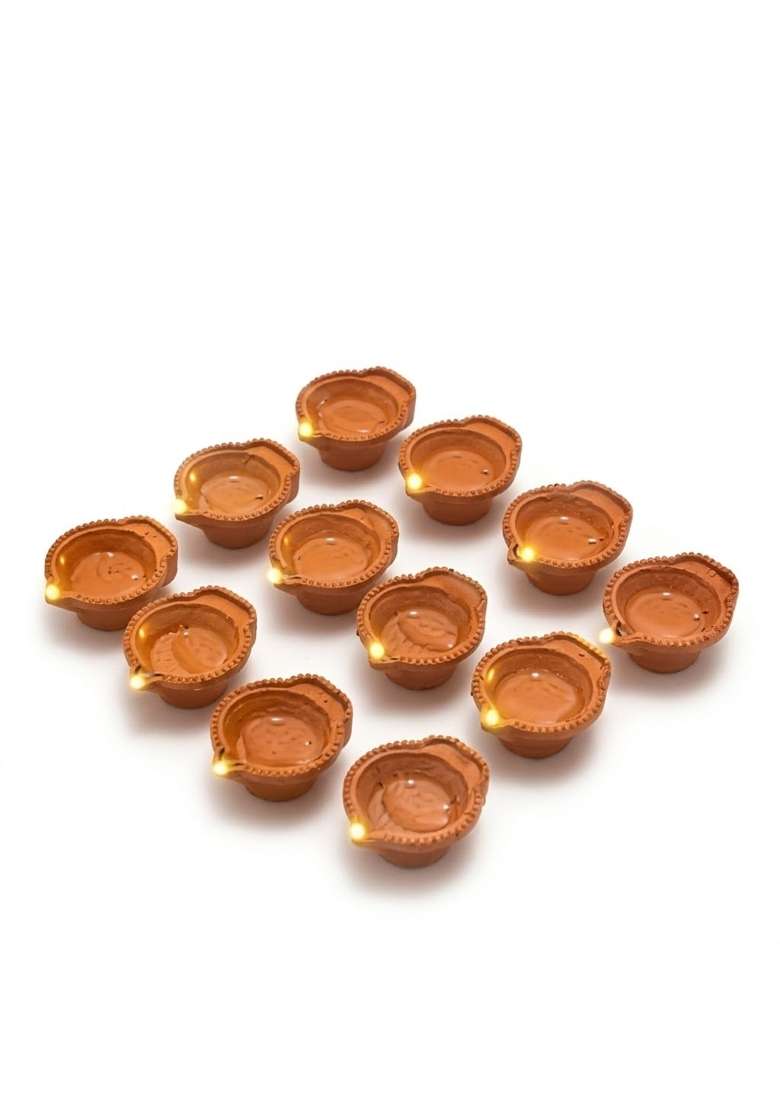Drumstone Water Activated LED Diyas Multicolor 3D Reflection Lights Set of 12 - Indya