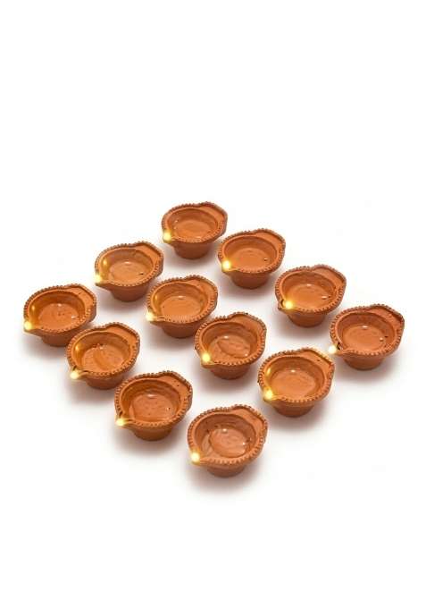 Drumstone Water Activated LED Diyas Multicolor 3D Reflection Lights Set of 12