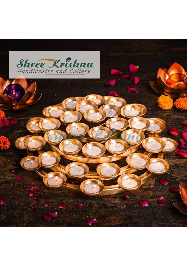 Shree Krishna Handicrafts and Gallery Handcrafted Noorana 5 Layer Twinkling Diya Tealight Candle Holder - Indya