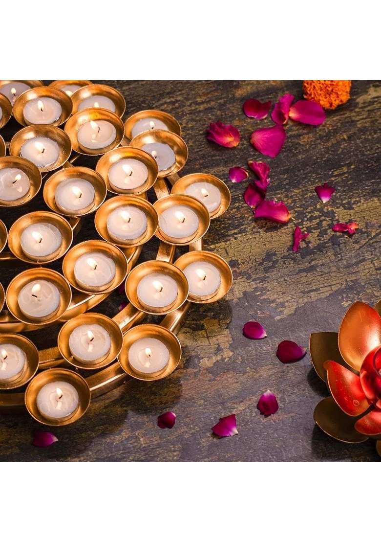Shree Krishna Handicrafts and Gallery Handcrafted Noorana 5 Layer Twinkling Diya Tealight Candle Holder - Indya
