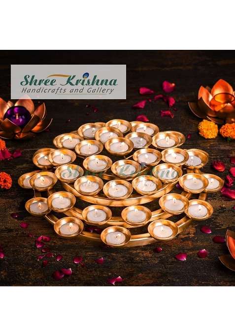 Shree Krishna Handicrafts and Gallery Handcrafted Noorana 5 Layer Twinkling Diya Tealight Candle Holder