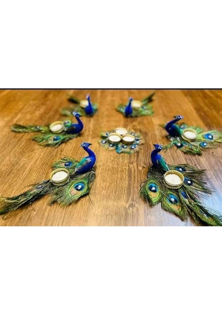 Sellpluscrafts Handcrafted Decorative Rangoli T Light Holder Set - Indya