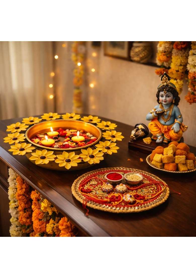 Agaas Enterprises Golden Urli Bowl Decorative Flower Urli for Floating Diyas Candles Flowers Set of 3 - Indya