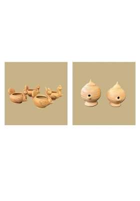 Terracotta Peacock Plain Magic Diya Combo for Pooja Decor Set of 6